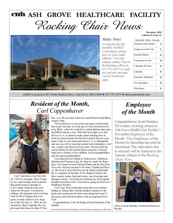 Ash Grove Healthcare Facility's Rocking Chair News December 2018