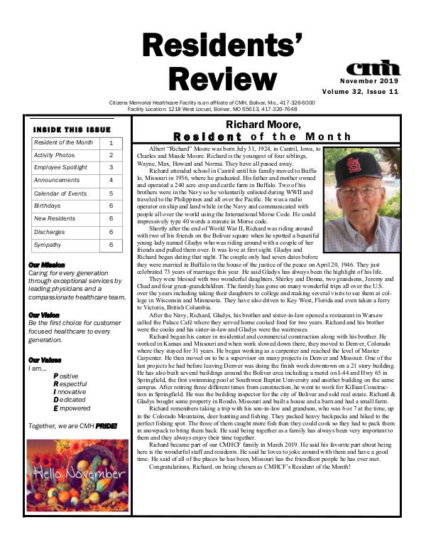 CMHCF Residents' Review November 2019