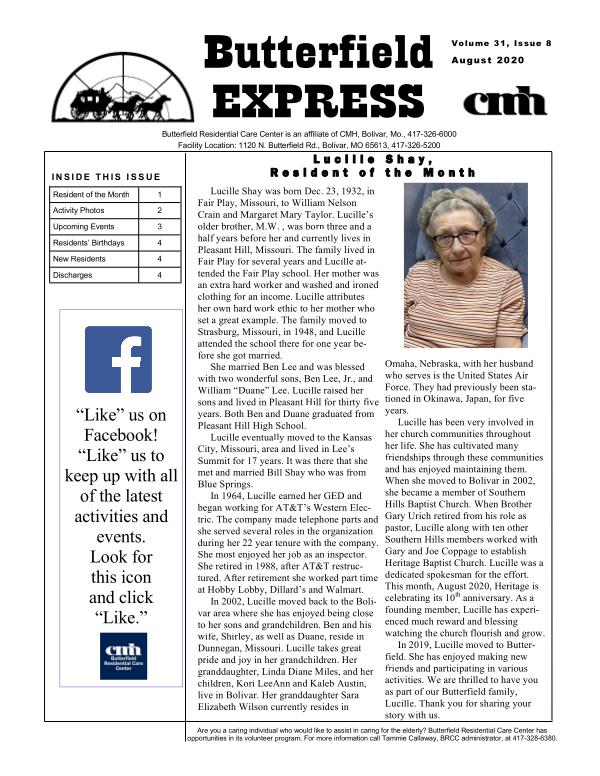 Butterfield Express August 2020