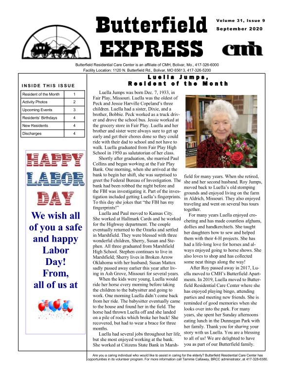 Butterfield Express September 2020