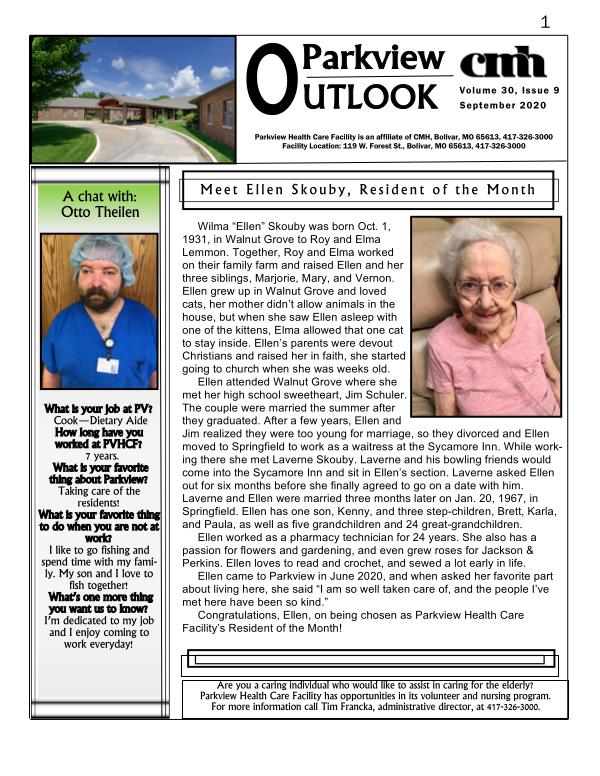 Parkview Outlook September 2020