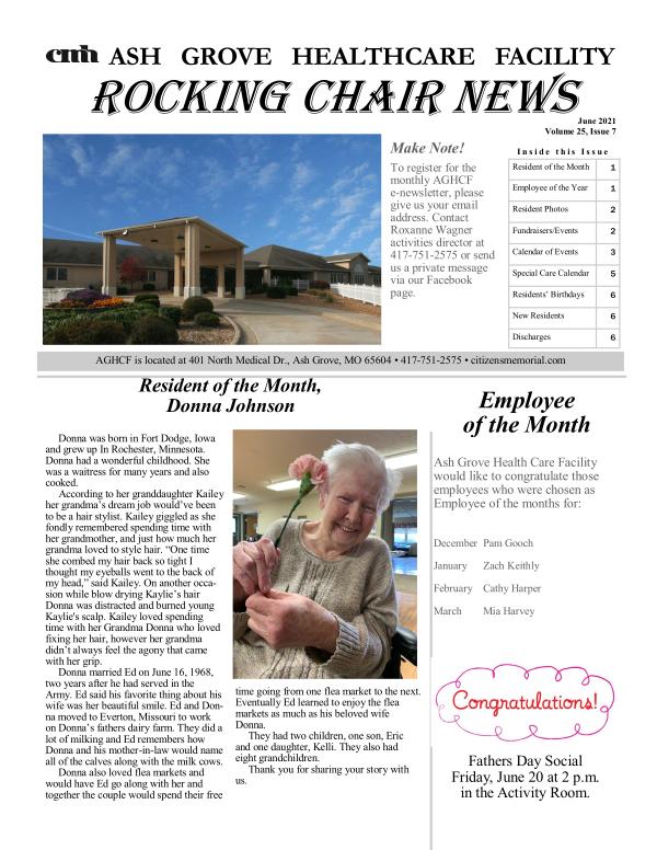 Ash Grove Healthcare Facility Rocking Chair News June 2021