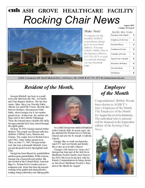 Ash Grove Healthcare Facility's Rocking Chair News August 2015