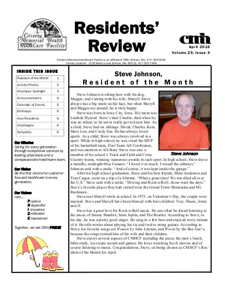 CMHCF Residents' Review April 2016