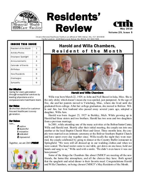 CMHCF Residents' Review May 2016