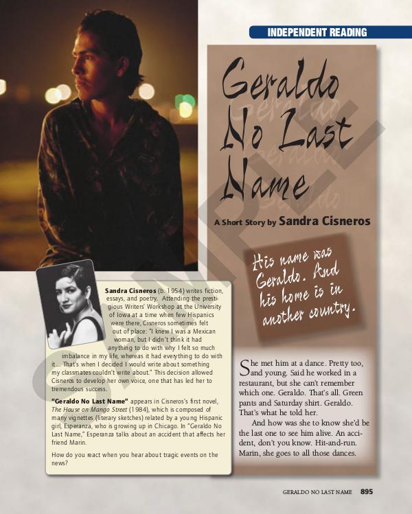 MW TEXAS AUTHORS – Sandra Cisneros - Geraldo No Last Name