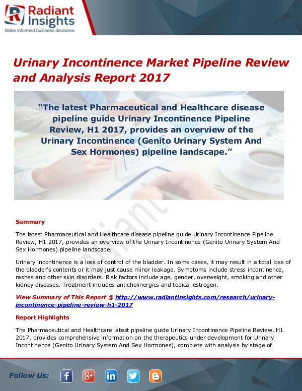 Pharmaceuticals and Healthcare Reports Urinary Incontinence Market Size, Share, Growth, T