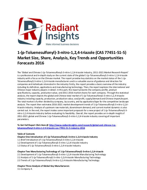 1-(p-Toluenesulfonyl)-3-nitro-1,2,4-triazole (CAS 77451-51-5) Market 1-(p-Toluenesulfonyl)-3-nitro-1,2,4-triazole