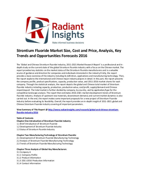 Strontium Fluoride Market Size, Share, Growth 2016 Global and Chinese Strontium Fluoride Industry