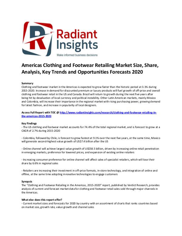 Americas Clothing and Footwear Retailing Market Size 2020 Clothing and footwear market