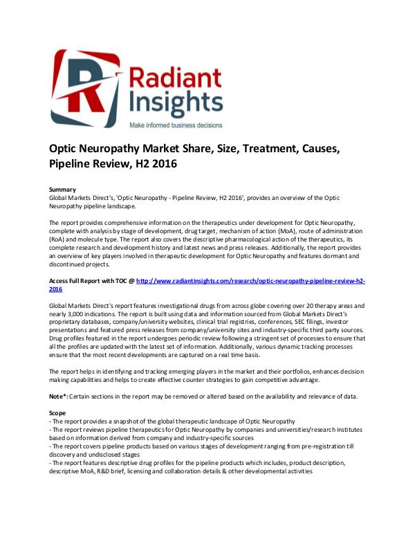 Pharmaceuticals and Healthcare Reports 'Optic Neuropathy Market