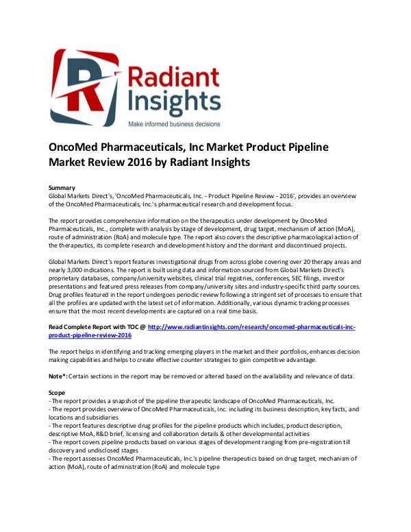 Pharmaceuticals and Healthcare Reports OncoMed Pharmaceuticals Market