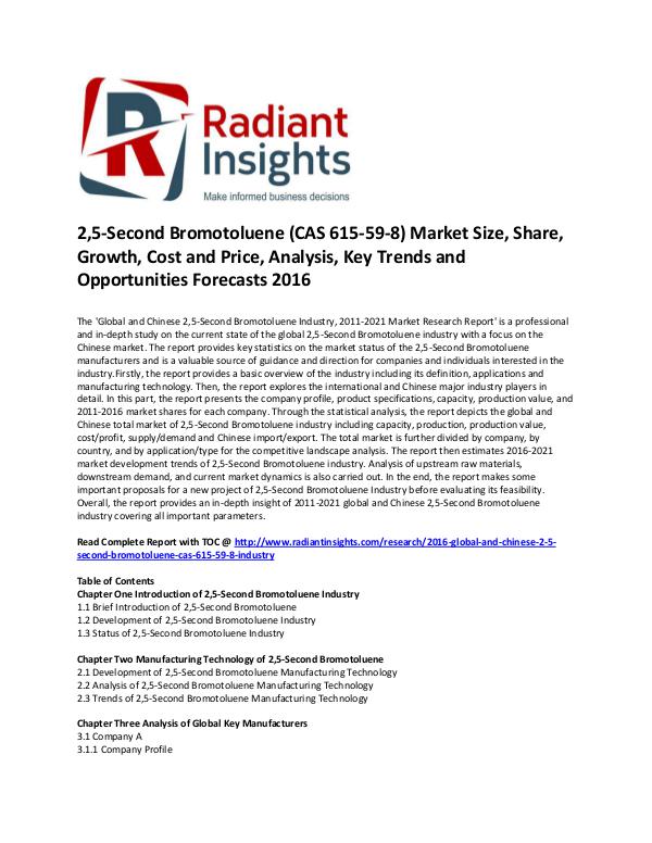 Chemicals and Materials Research Reports 2,5-Second Bromotoluene Industry