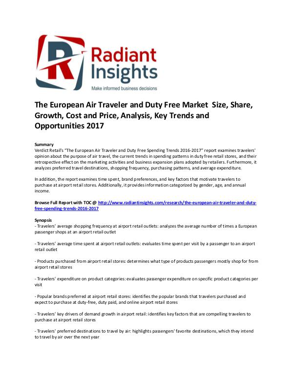 Consumer Goods Research Reports by Radiant Insights The European Air Traveler and Duty Free Market