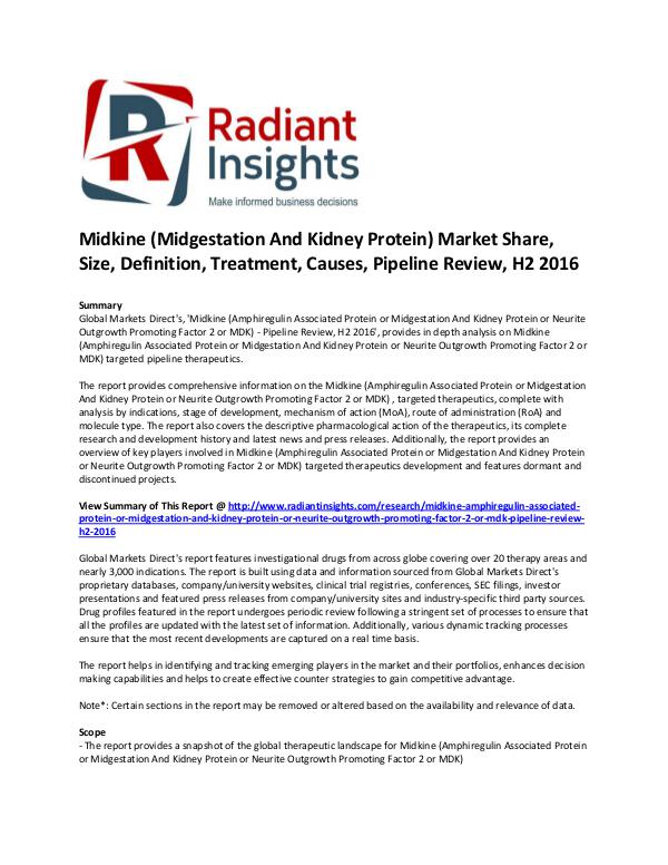 Pharmaceuticals and Healthcare Reports Midkine Market