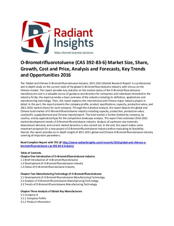 O-Bromotrifluorotoluene Industry