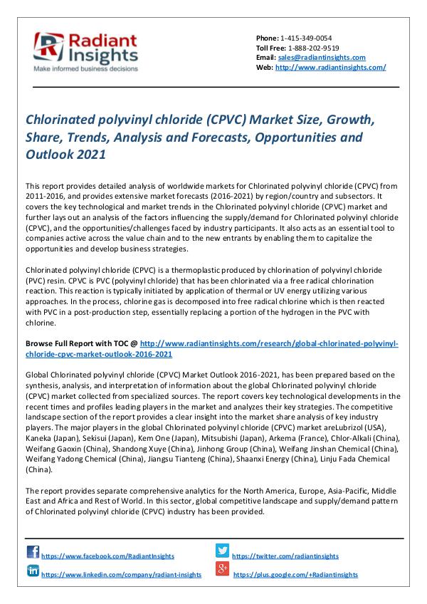 Chlorinated polyvinyl chloride (CPVC) Market