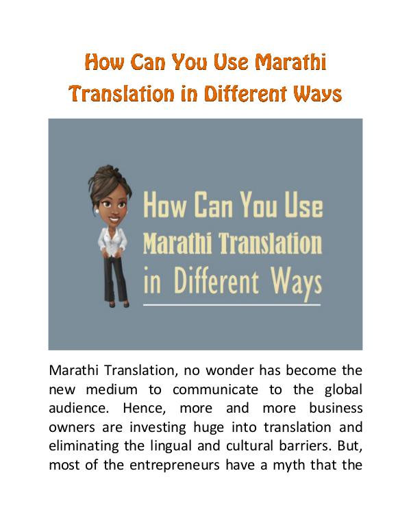 How Can You Use Marathi Translation in Different Ways How Can You Use Marathi Translation in Different