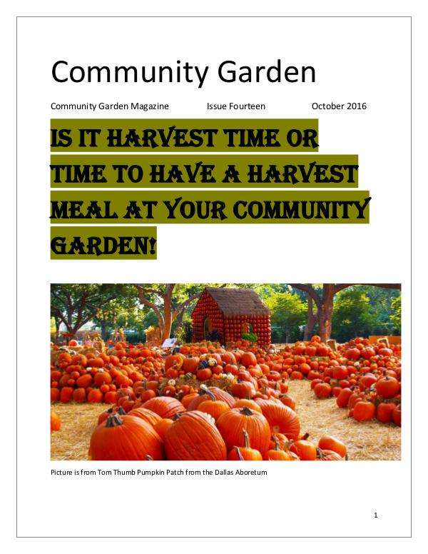 Community Garden Magazine Community Garden Magazine Issue 14  October 2016