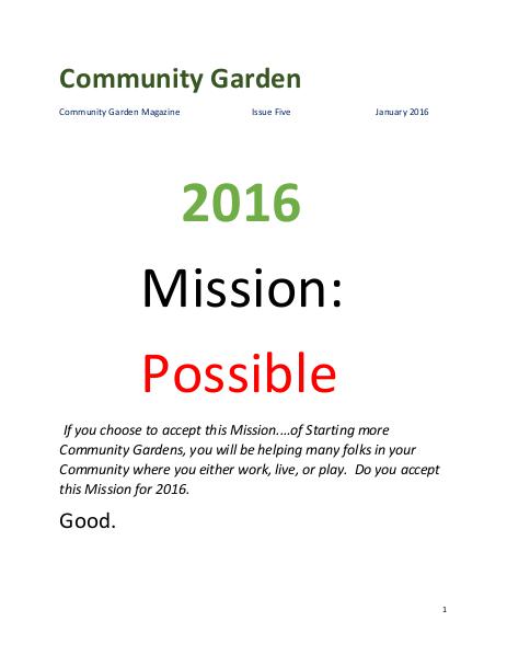 Community Garden Magazine Issue Five January 2016