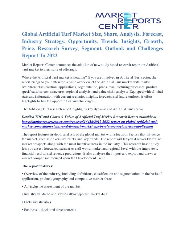 Artificial Turf Market Overview And Competitive Analysis To 2022 Artificial Turf Market