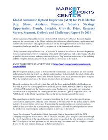 Automatic Optical Inspection (AOI) for PCB Market Key Player To 2016