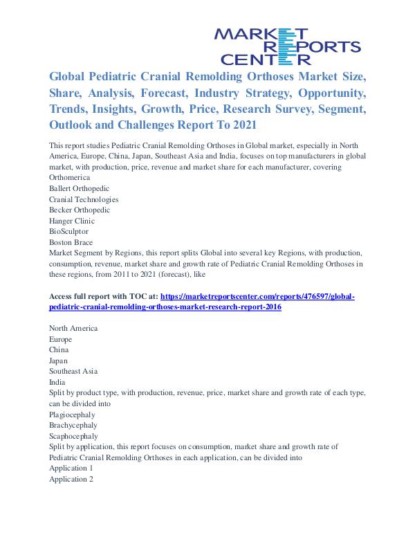 Pediatric Cranial Remolding Orthoses Market Share Analysis To 2021 Antihypertensive Drugs Market