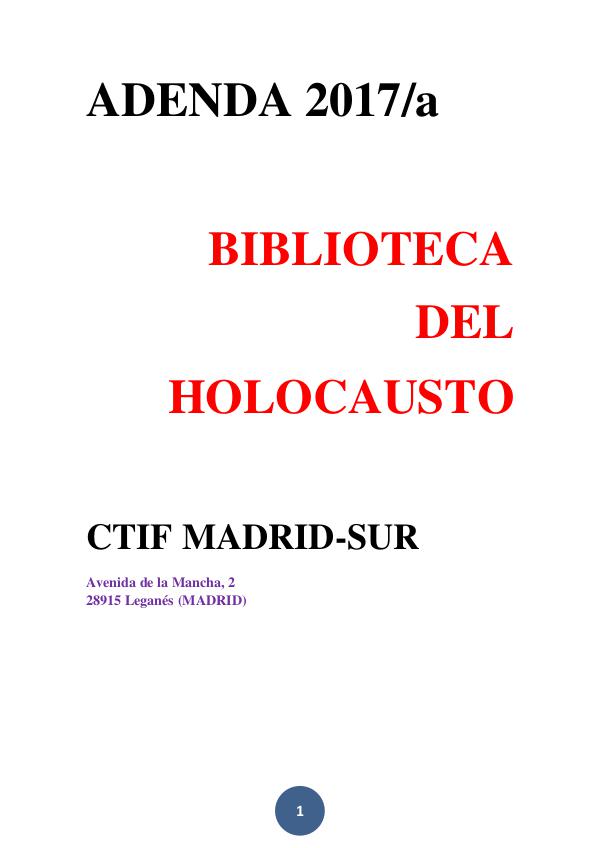 BIBLIOTECA DEL HOLOCAUSTO - ADENDA 2017/A BIBLIOTECA DEL HOLOCAUSTO - ADENDA 2017/a