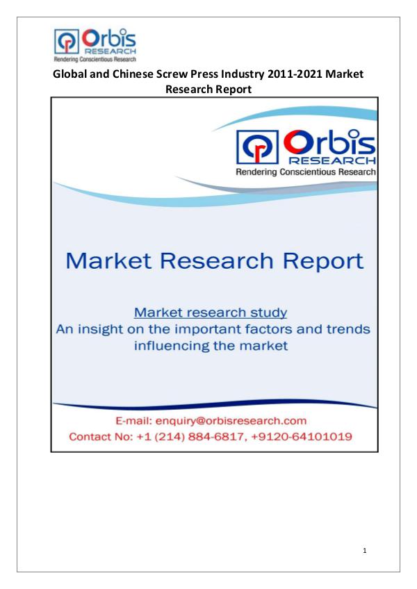 Industry Analysis 2021 Global & Chinese Screw Press Market