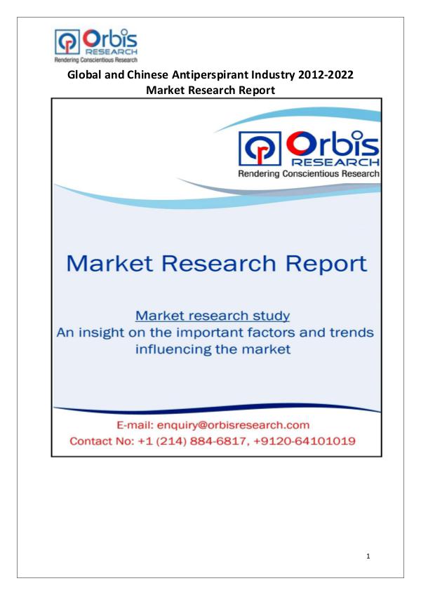 Industry Analysis 2017 Antiperspirant Market in China & Globally