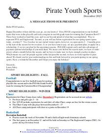 December 2015 Newsletter