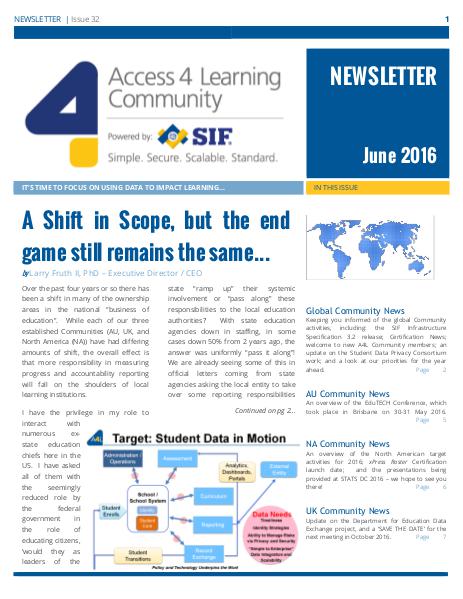 A4L Community Newsletter - June 2016 June 2016