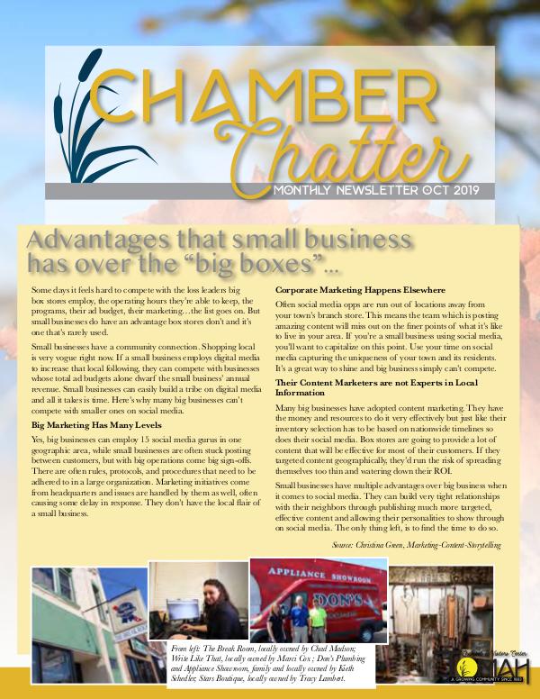 Tomah Chamber & Visitors Center Newsletter October 2019 Newsletter