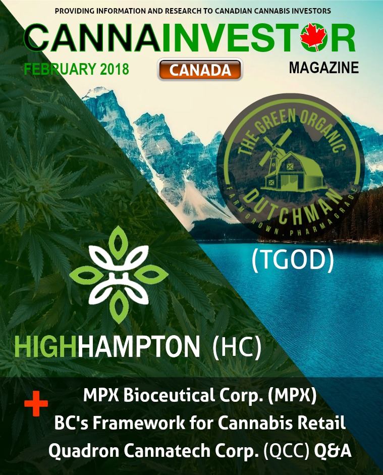 Canadian CANNAINVESTOR Magazine February 2018