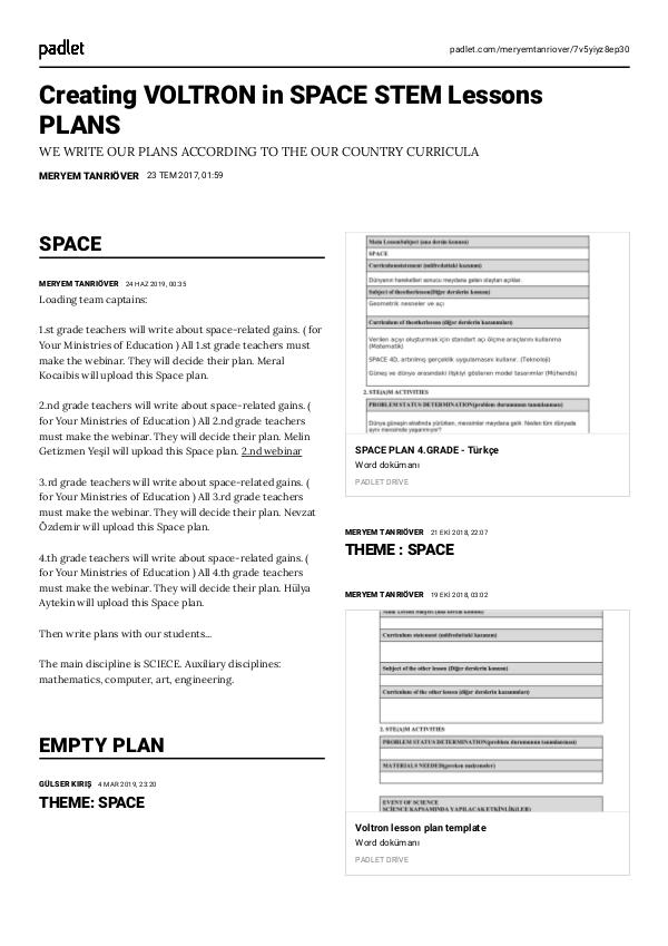 Creating VOLTRON in SPACE STEM Lessons PLANS space final