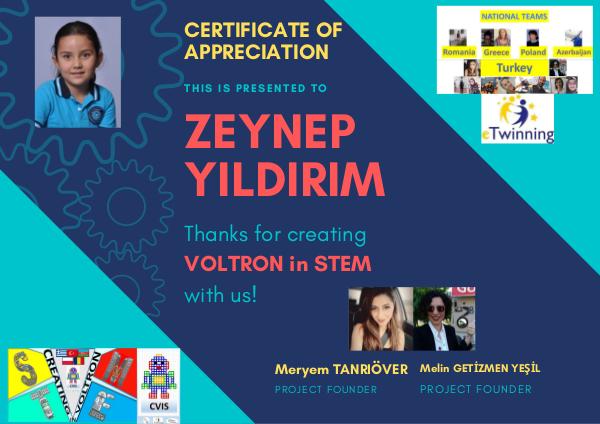 VOLTRON CERTIFICATE OF MY STUDENTS ÖĞRENCİLERİM İÇİN Votron sertifika