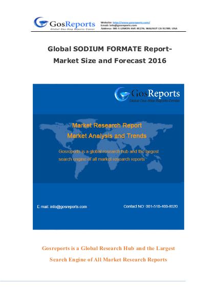 Global Sodium Formate Report-Market Size and Forecast 2020 Global Sodium Formate Report-Market Size and Forec