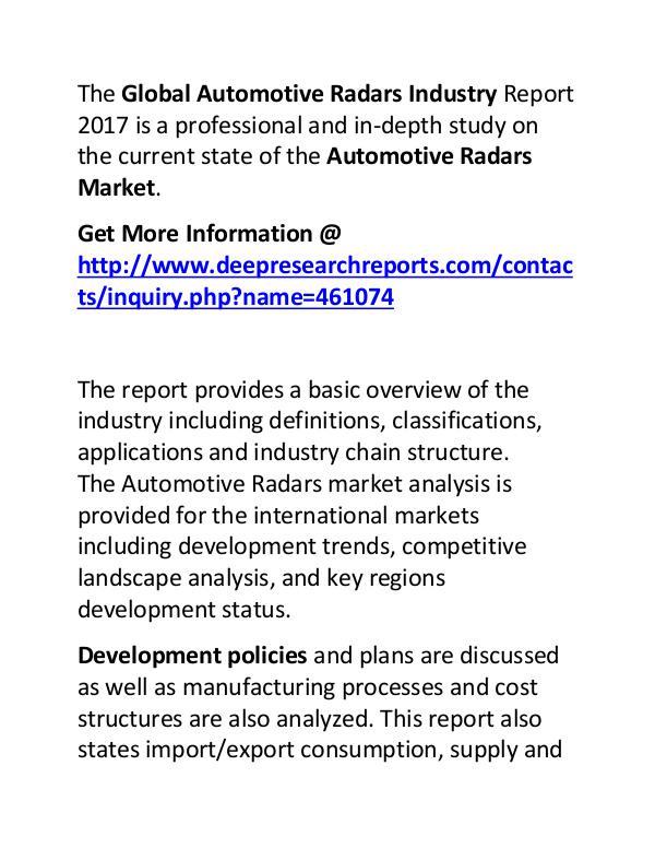 Automotive Radars Industry 2017-2022 Market Growth Automotive Radars Industry 2017-2022 Market Growth