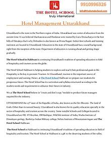 Hotel Management Uttarakhand - The Hotel School Haldwani