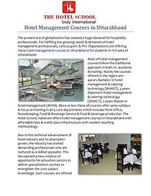 Hotel Management Course in Uttarakhand