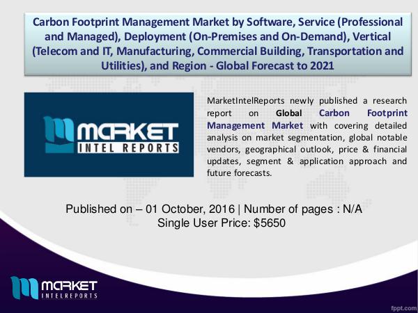 Revenue Analysis – Global Carbon Footprint Management Market Till 202 1