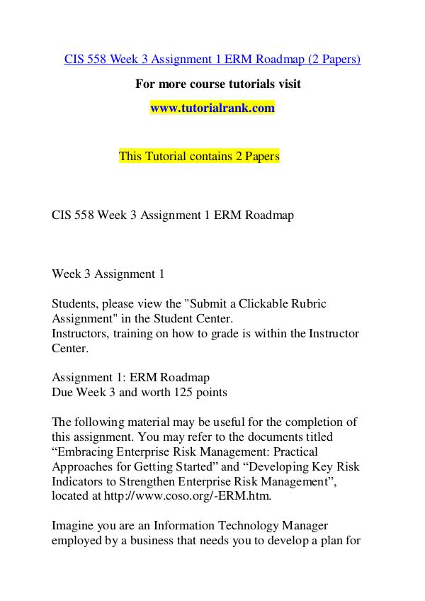 CIS 558 Course Great Wisdom / tutorialrank.com CIS 558 Course Great Wisdom / tutorialrank.com