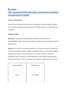 FIN 370 Week 4 Assignment Weighted Average Cost of Capital