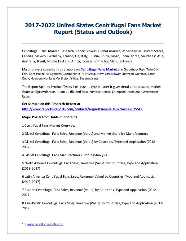 2017-2022 Global Top Countries Centrifugal Fans Market Report Centrifugal Fans Market 2017 Analysis, Trends and