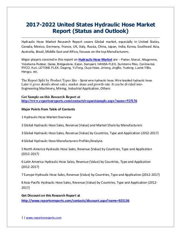 Hydraulic Hose Market 2017 Analysis, Trends and Forecasts 2022 Hydraulic Hose Market 2017 Analysis, Trends and Fo