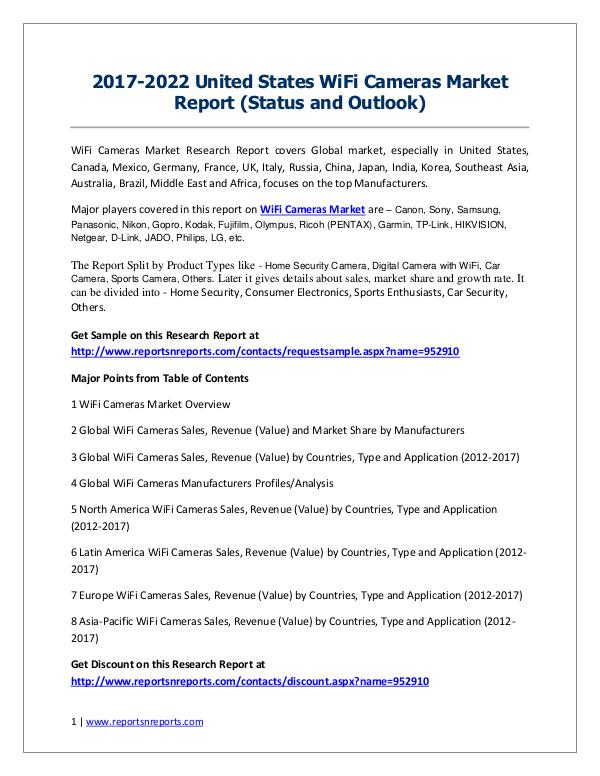 WiFi Cameras Market 2017 Analysis, Trends and Forecasts 2022 2017-2022 Global Top Countries WiFi Cameras Market