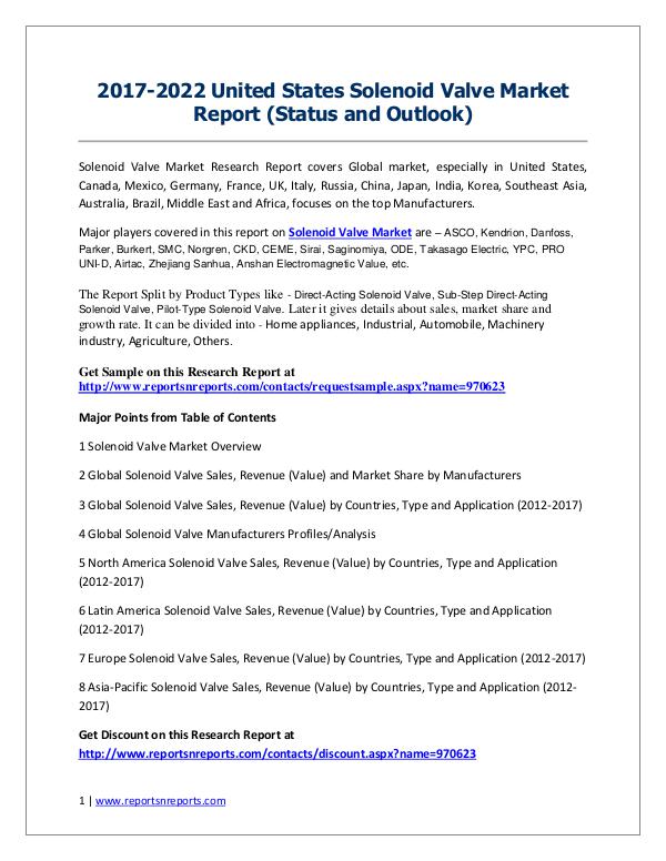 2017-2022 Global Top Countries Solenoid Valve Market Report 2017-2022 United States Solenoid Valve Market Repo