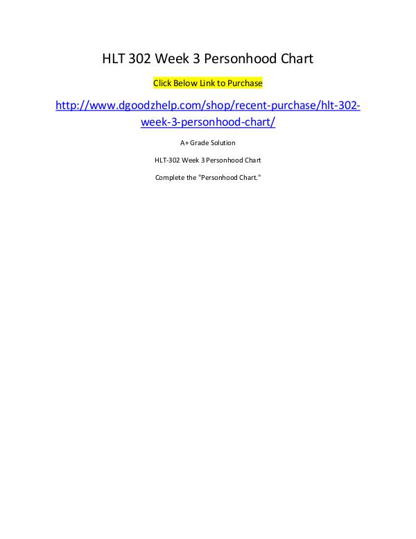 HLT 302 Week 3 Personhood Chart HLT 302 Week 3 Personhood Chart