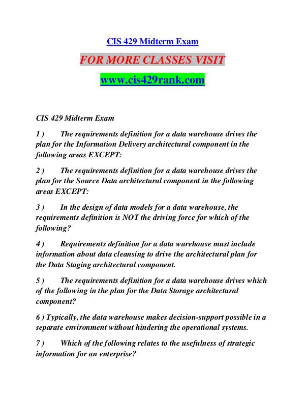 CIS 429 RANK Extraordinary Life/cis429rank.com CIS 429 RANK Extraordinary Life/cis429rank.com