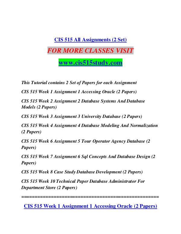 CIS 515 STUDY Extraordinary Life/cis515study.com CIS 515 STUDY Extraordinary Life/cis515study.com